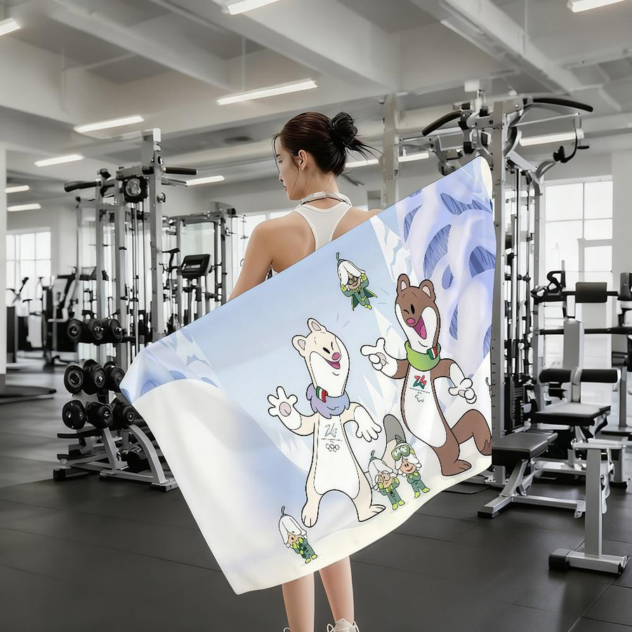 Schnelltrocknendes Strandhandtuch Maskottchen T-Tina und M-Milo für Schwimmbad, Camping, Yoga und Fitnessstudio, B: 40 cm, H: 60 cm - Bild 5