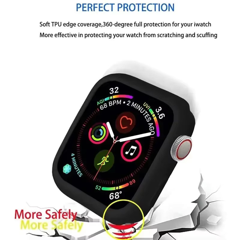 VATMENS Silikonhülle für Apple Watch, Schwarz, Unisex - Bild 4