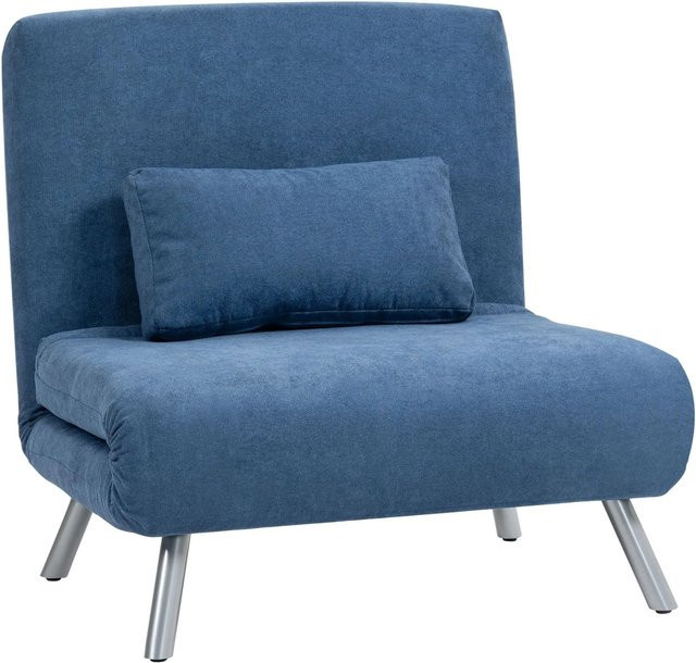 HOMCOM 2-in-1 Schlafsessel und Schlafsofa mit Bettfunktion, blau, Samt und Metallrahmen, B/T/H: 190 x 83 x 60 cm - Bild 1