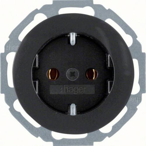Hager Schutzkontakt-Steckdose Schwarz glänzend WLS1105BG - Bild 1