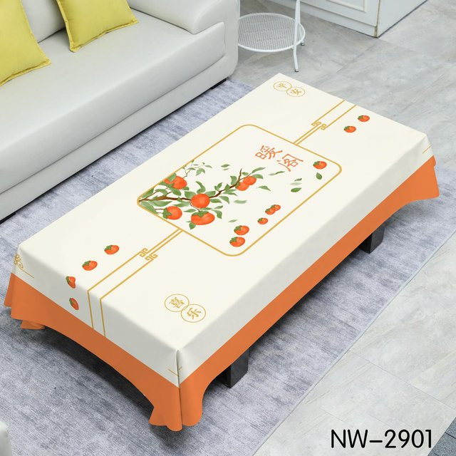 Yiran Furniture Tischdecke aus PVC in Weiß mit floralem Muster, wasserabweisend und ölfest, B/L: 90 x 150 cm - Bild 1
