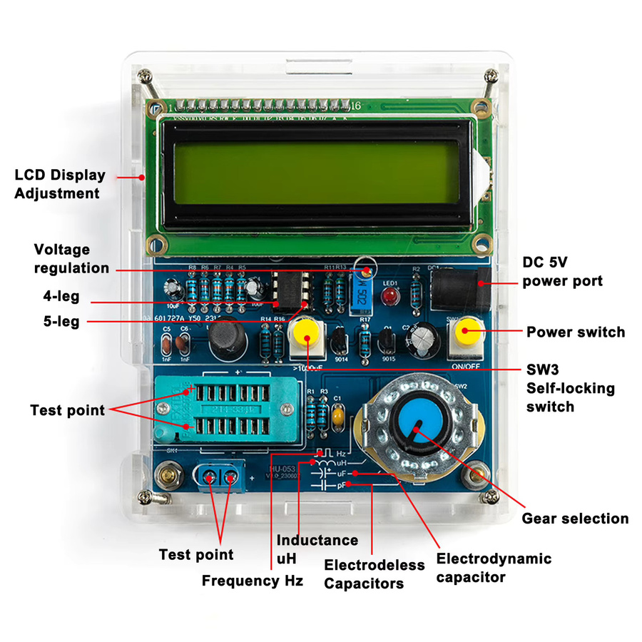 DIY Elektronik Kit zum Testen von Kapazität, Induktivität und Frequenz mit Single Chip Tester Leiterplatte in Multicolour - Bild 2