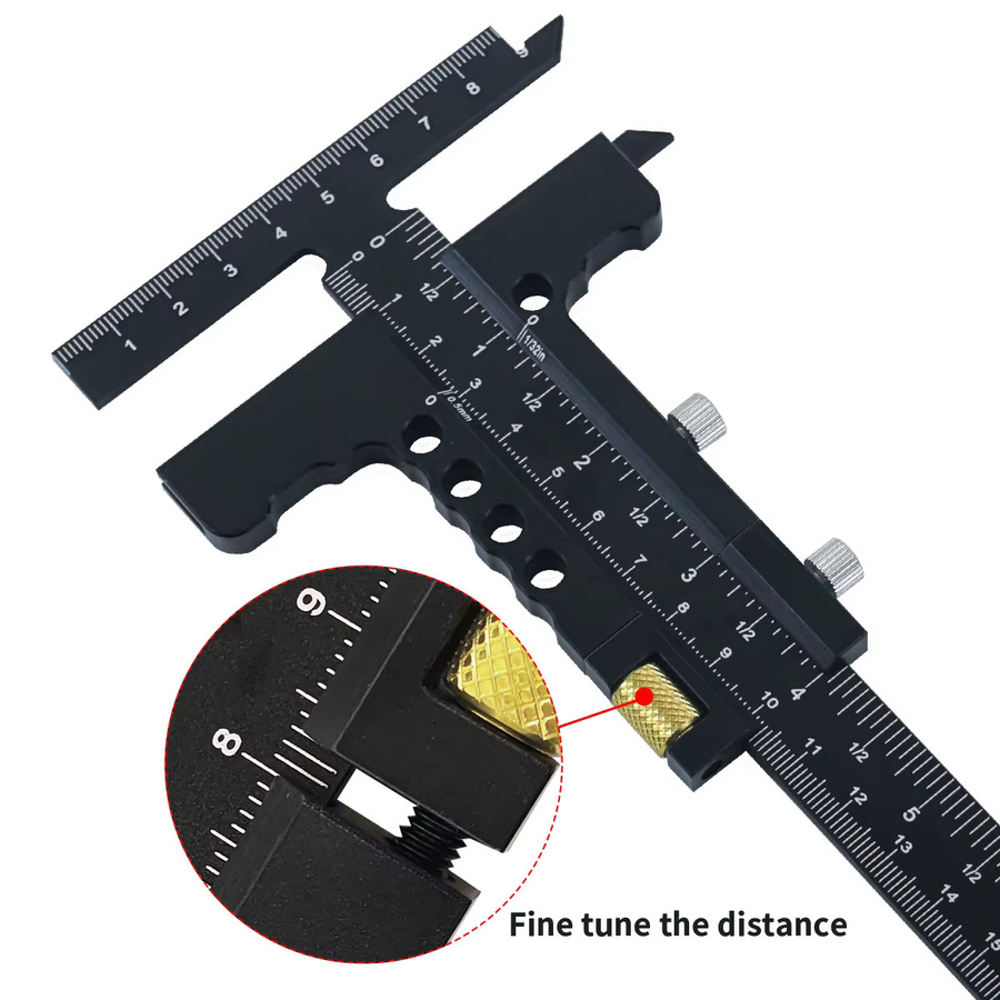 JIGHOLE Multifunktionales T-förmiges Positionierungslineal aus Aluminiumlegierung in Schwarz - Bild 3