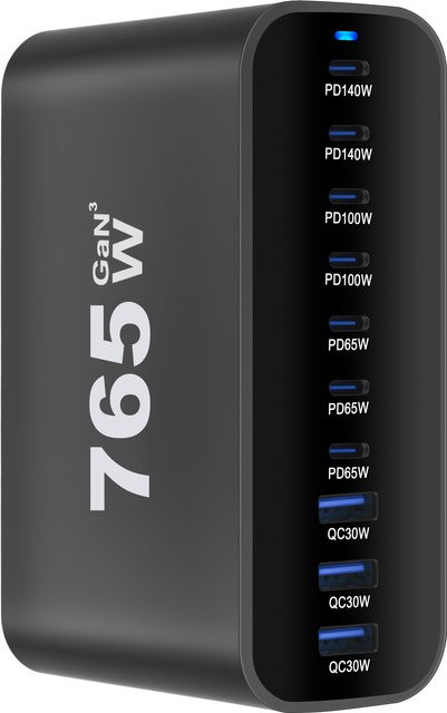 deepartner GaN Desktop-Ladegerät 765W mit 10 Ports und USB-C PD Schnellladung für Mobilgeräte und Tablets - Bild 1
