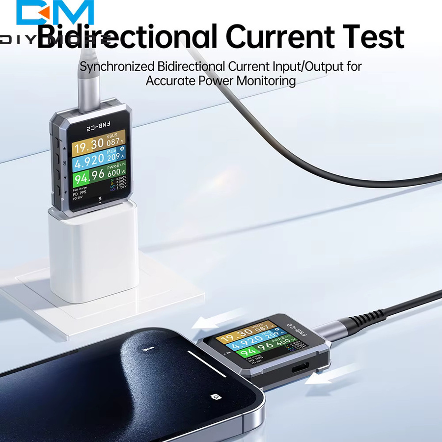 FNIRSI FNB-C2 Typ-C Schnellladetester mit PD3.1 bis 240W Leistung, Digitales Ammeter und Voltmeter für Ladegeräte, Powerbanks und Smartphones - Bild 2
