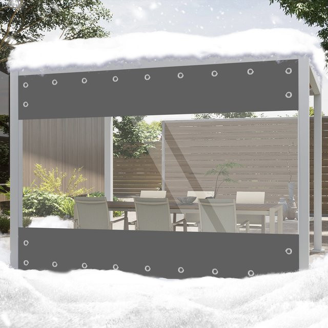 GKXLH PVC-Plane wetterfest und UV-beständig, grau und transparent, B/H: 240 x 210 cm - Bild 1