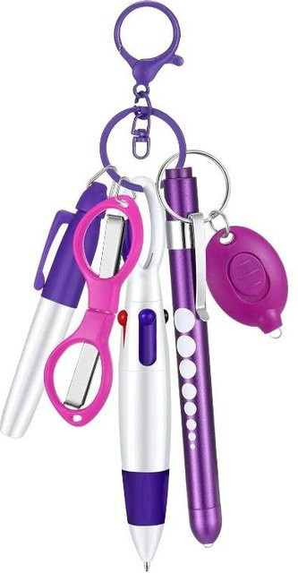 6-in-1 Multifunktions-Kugelschreiber-Set von Love Home Garden in Violett mit Taschenlampe, Schere und Schlüsselanhänger - Bild 1