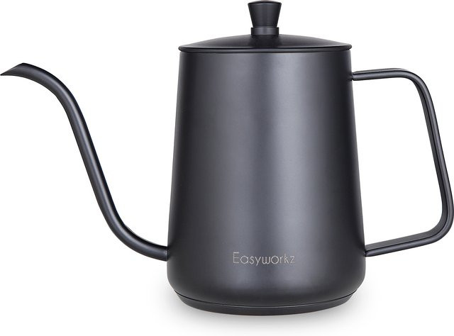 Easyworkz Gooseneck Pour-Over Kaffeekanne aus Edelstahl mit langem schmalem Ausguss, 900 ml, Silber/Schwarz - Bild 1