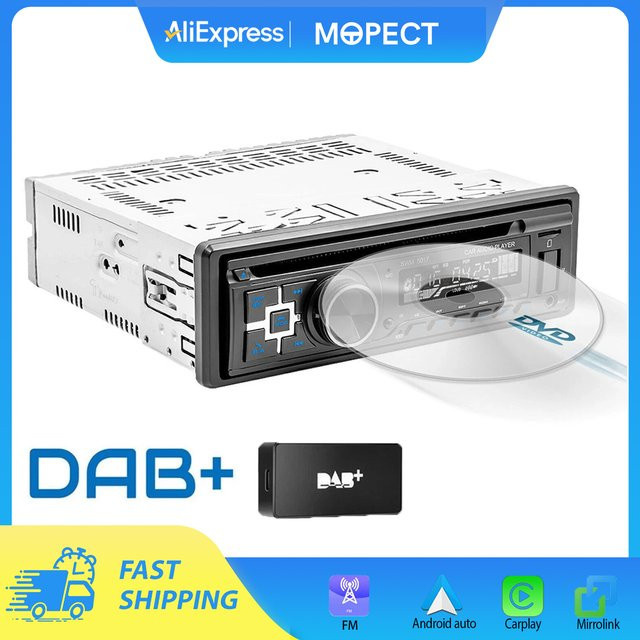 MOPECT Universelles 1DIN Autoradio mit Bluetooth, USB und CD/DVD/AUX-In in Schwarz - Bild 1