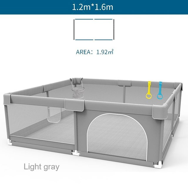 IMBABY Baby-Laufstall als Kinderzaunbox in Grau mit Schutzwinkel, B/T: 160 x 120 cm, Höhe: 66 cm - Bild 1