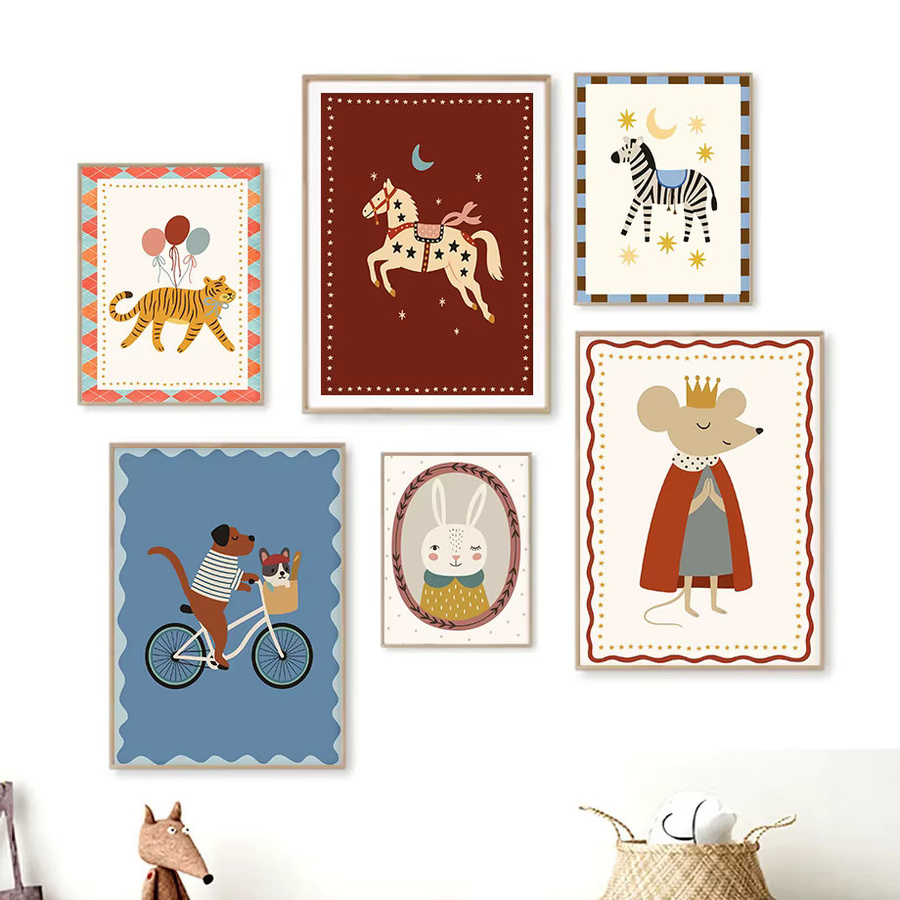 Potdemiel Boho Fantasy Wandkunst Leinwand Poster mit Tieren für das Kinderzimmer in Mehrfarbig - Bild 2