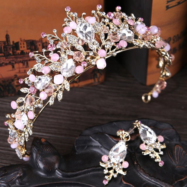 FirstStar Tiara Stirnband, Rosa, Strass, Kristall, Perlen, Damen - Bild 1