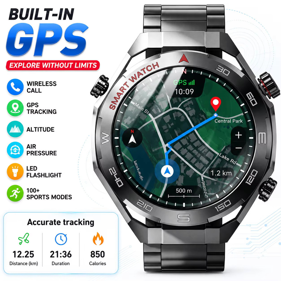 rollstimi Smartwatch, Herren, Schwarz, Silikon, GPS, Bluetooth - Bild 7