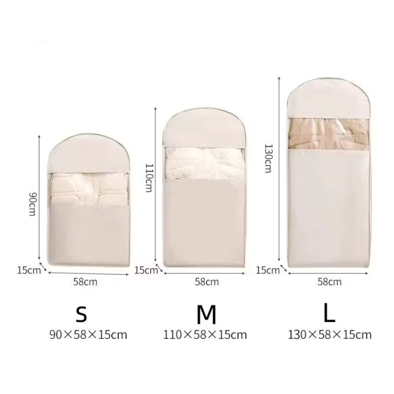 JIEYUAN Kompressions-Staubschutzhülle für Daunenjacken, transparenter Kleider-Kompressions-Hängebeutel und Kleiderschrank-Organizer in Beige - Bild 2
