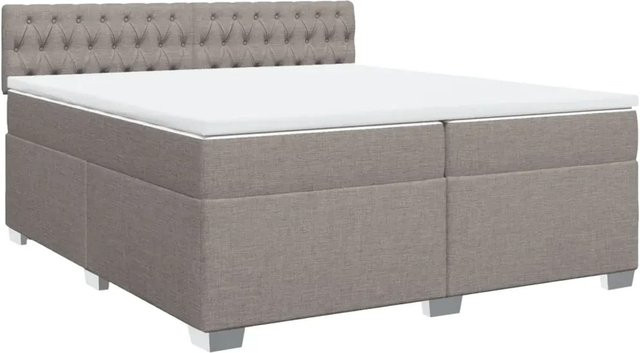 vidaXL Boxspringbett Hybrid mit Matratze und Taschenfederkern in Taupe, B/T: 200 x 200 cm - Bild 1
