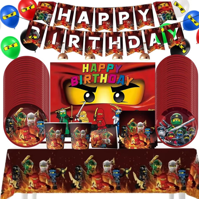 Potdemiel Party-Dekorationsset mit Popcorn-Papptellern und Luftballons für Kindergeburtstage in Mehrfarbig - Bild 1