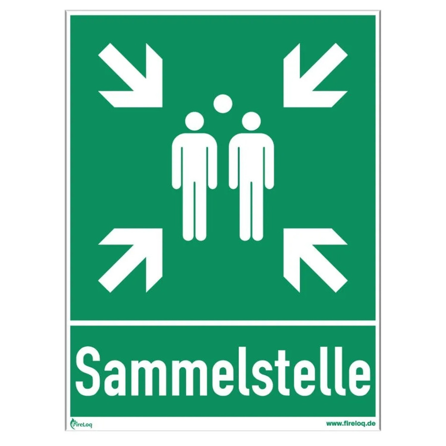 FireLoq Sammelstelle mit Text aus Kunststoff in Grün, Breite: 40 cm, Höhe: 30 cm - Bild 2