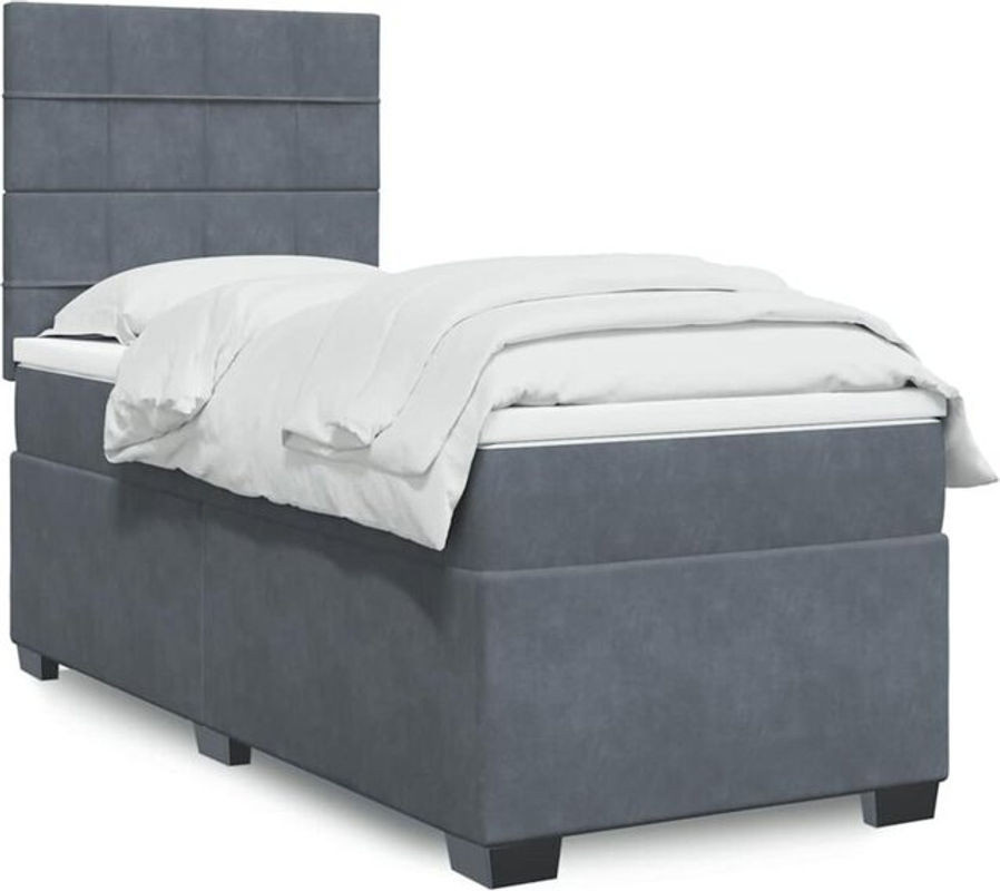 Vidaxl Boxspringbett mit Matratze aus Samt in Dunkelgrau, B/T/H: 80 x 200 x 150,5 cm - Bild 1