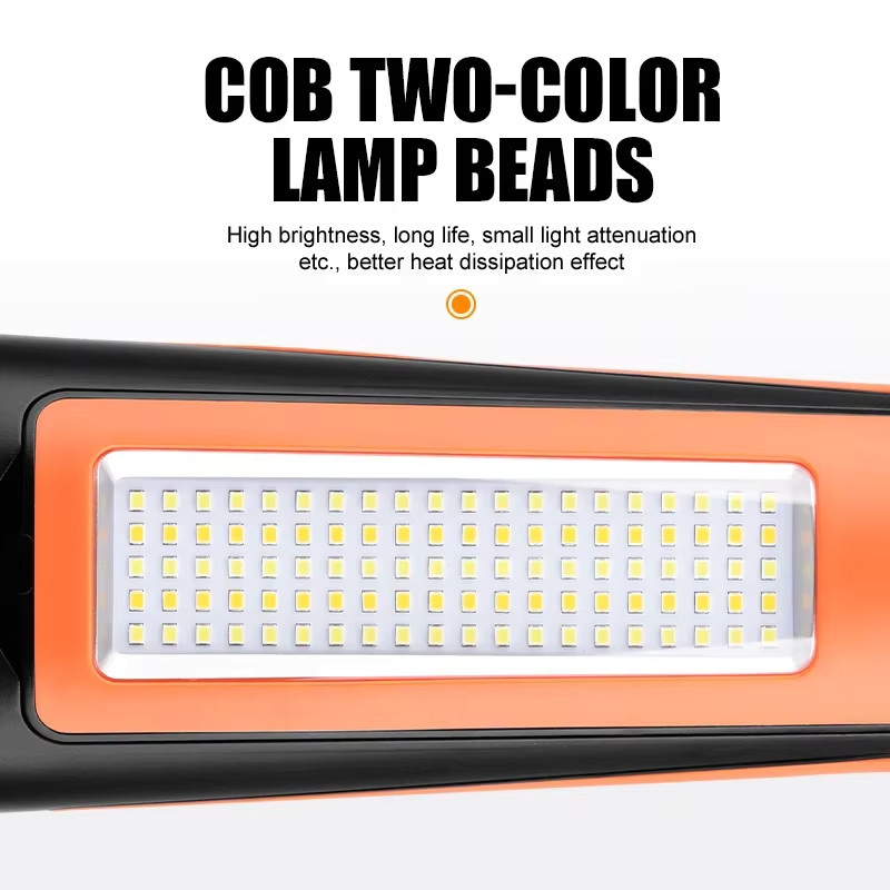 JIASHUAIXIN Multifunktionale Campinglampe mit Halterung, tragbare und faltbare Arbeitsleuchte in Schwarz und Orange, wiederaufladbar - Bild 3