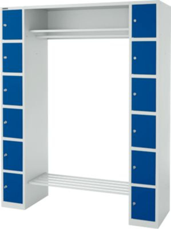 Schäfer Shop Select Schließfachgarderobe mit Hutablage und Kleiderstange, 2 x 6 Fächer, Farbe: lichtgrau/enzianblau, B/T/H: 173,5 x 50,0 x 195,0 cm - Bild 2