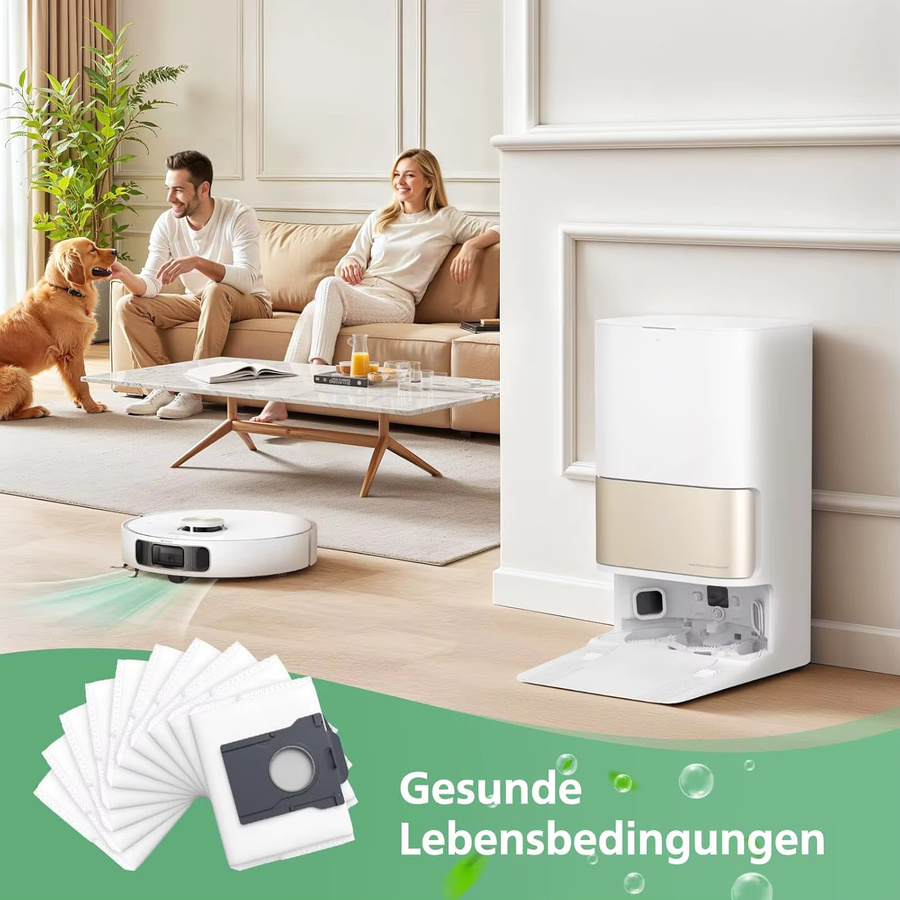 10 Stück Staubsaugerbeutel passend für Dreame L10s Ultra Gen2, X50, X40 Ultra, Mova E30 Ultra und P50 Ultra in Weiß - Bild 3