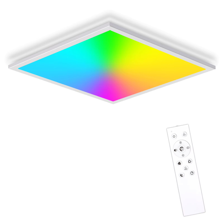 Oraymin RGB-LED-Deckenpaneel in Weiß, quadratisches dimmbares Licht mit Fernbedienung, 28 W, 3100 lm, B/B/H: 45 x 45 x 1 cm, Multicolour für Küche, Büro und Flur - Bild 7
