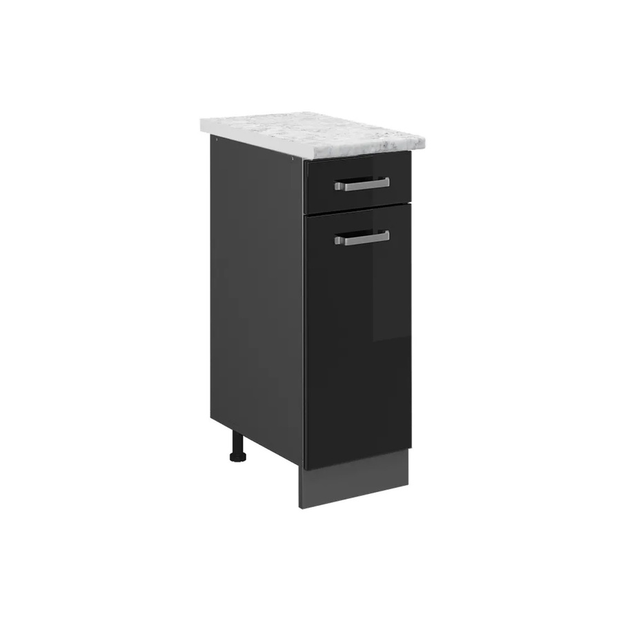 Vicco R-Line Schubladenschrank für die Küche in Schwarz Hochglanz mit Marmor-Optik, B/T/H: 30,0 x 46,0 x 81,6 cm - Bild 2
