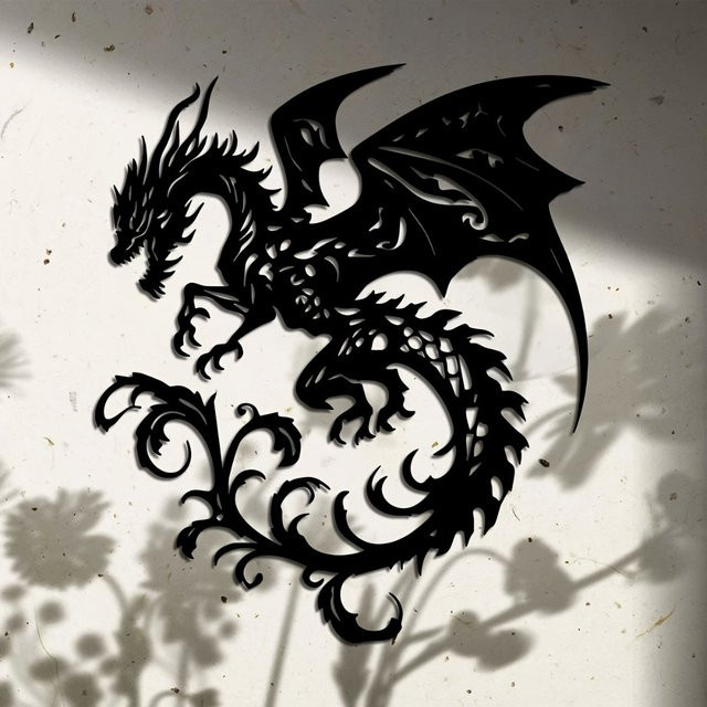 CIFBUY Drachen-Wandskulptur aus Metall in Schwarz, gotische Tier-Dekoration für Haus und Garten - Bild 1