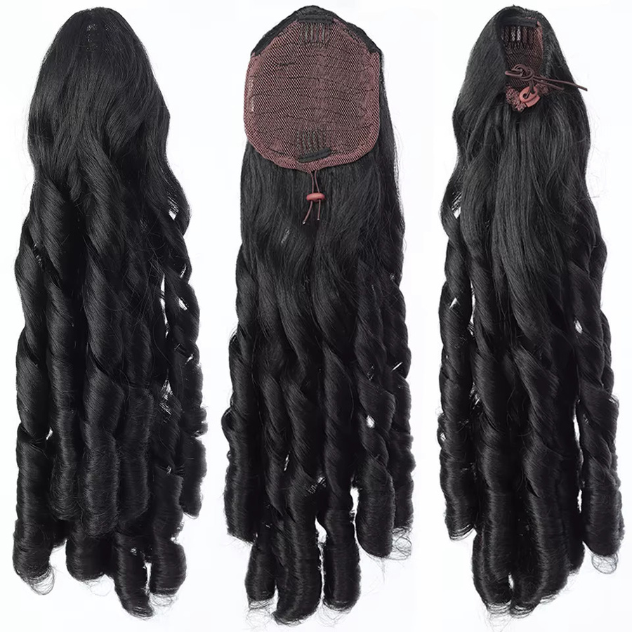 allaosify Pferdeschwanz-Perücke, römische Locken, synthetisch, Damen - Bild 4