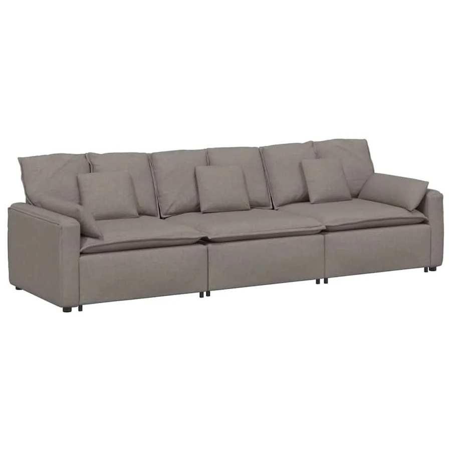 vidaXL Modulares Sofa mit Kissen in Taupe und Grau, gepolstert mit Armlehnen, B/T/H: 324 x 105 x 64 cm - Bild 2