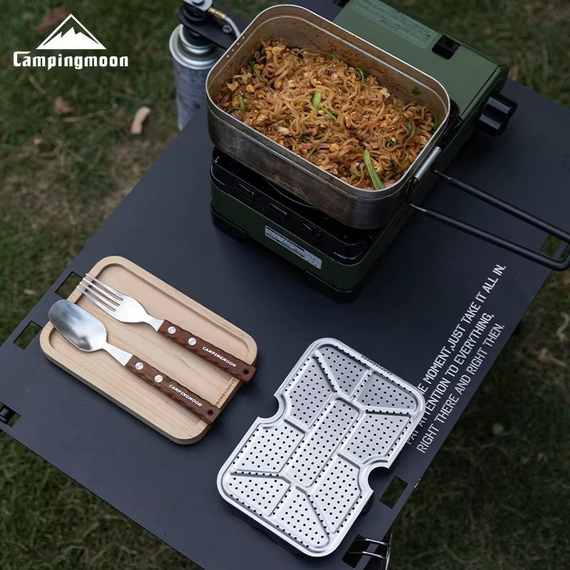 CAMPINGMOON Outdoor Camping Aluminium Lunchbox mit Edelstahl Dampfnetz und hohem Dampfblech in Silber - Bild 6