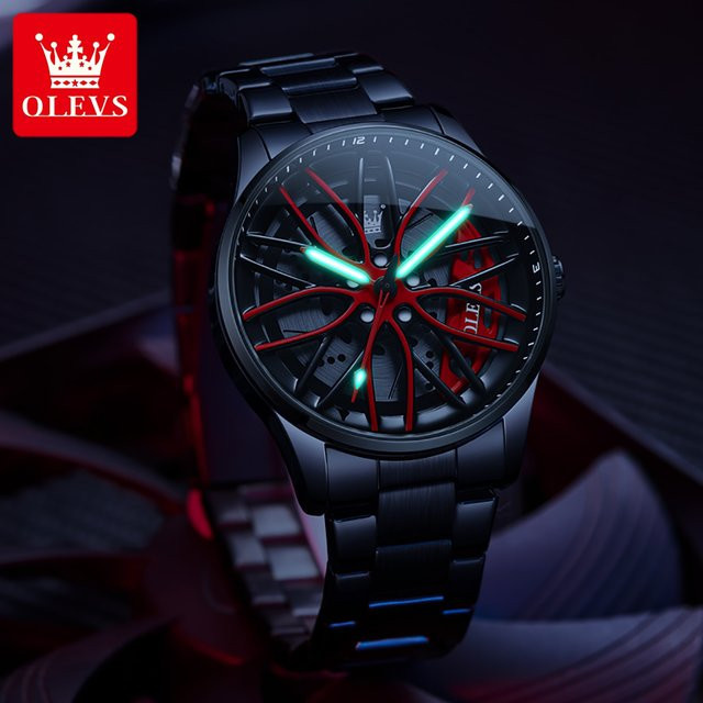 OLEVS Armbanduhr Quarz, Edelstahl, Schwarz, Herren - Bild 1