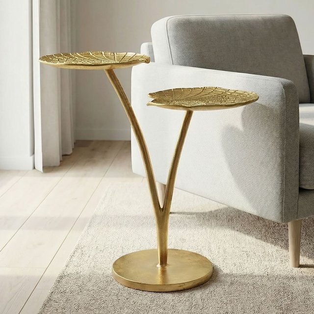 Finebuy Beistelltisch Gold aus Alu, runder Couchtisch im modernen Design, Höhe: 57 cm, Durchmesser: 57 cm - Bild 1