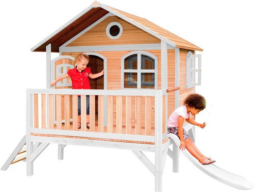 Axi Spielturm Stef Spielhaus aus Holz in Braun und Weiß mit weißer Rutsche, B/H/T: 349 x 233 x 212 cm - Bild 2