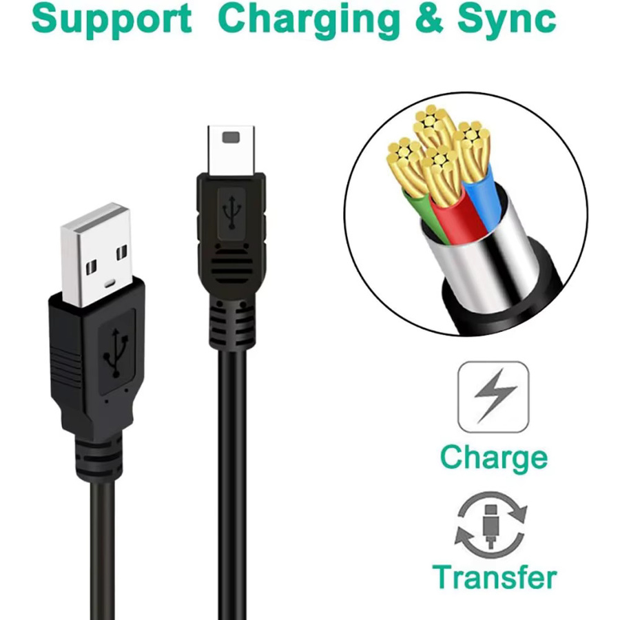 USB 3.0 auf Mini-B 5Pin Schnellladekabel in Schwarz für MP3 Player, Kamera und Festplatten - Bild 4