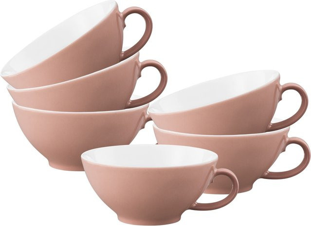 Seltmann Weiden Teetassen Life Fashion Keramik 6er Set Weiß und Pink 140 ml - Bild 1