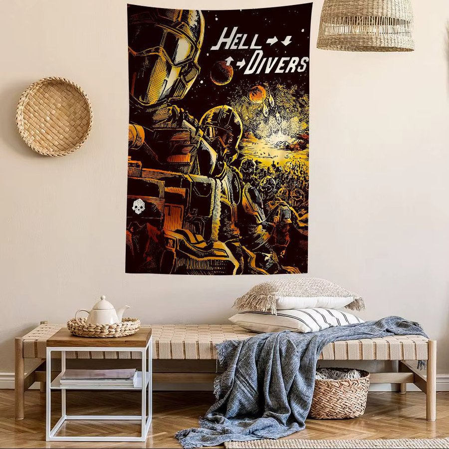 Potdemiel Helldiver 2 Anime Wandteppich mit Hippie Blumen Design als Wandbehang für dein Wohnheim oder Zuhause - Bild 5
