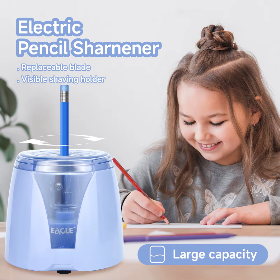 EAGLE Elektrischer Bleistiftspitzer in Blau, Automatischer Desktop-Spitzer mit austauschbarer Klinge für 6-8mm Bleistifte - Bild 2