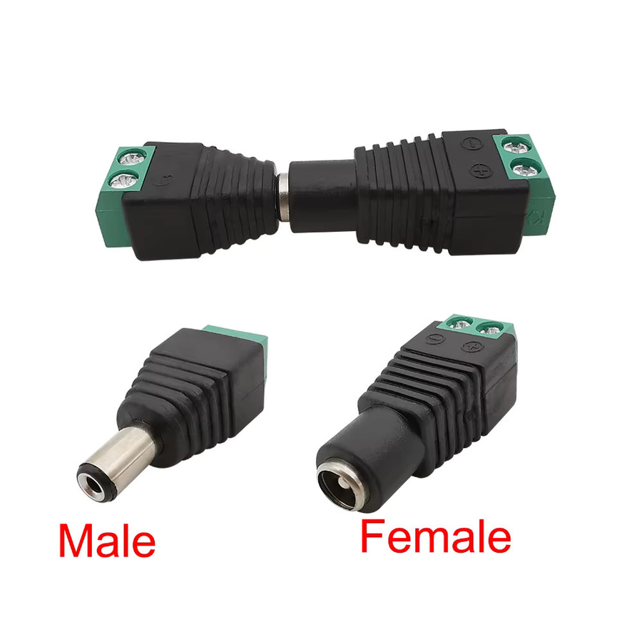 ALLiSHOP DC Power Adapter Set mit männlichen und weiblichen Steckern in Schwarz für LED Streifen und Kameras, 5/10 Stück, 5,5 x 2,1 mm und 5,5 x 2,5 mm - Bild 2