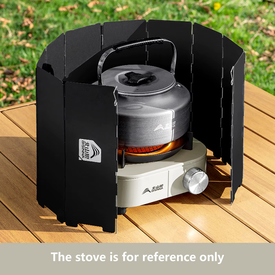 BISINNA Faltbare Gasherd-Windschutzscheibe für 10 Platten, ultraleichter winddichter Windschutz in Schwarz für Outdoor-Camping, Picknick und Wandern - Bild 5