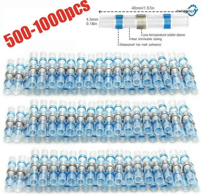 Oeat Wasserdichte Lötdichtungshülsen Set aus verzinntem Kupfer, Blau, AWG 16-14, 100 Stück - Bild 1