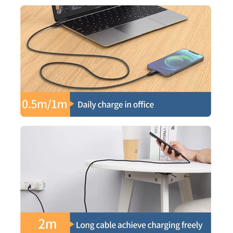LUPWAY Magnetisches Schnellladekabel mit Micro-USB und USB-C für iPhone, Samsung, Xiaomi, Realme, OnePlus und Huawei in Schwarz - Bild 5