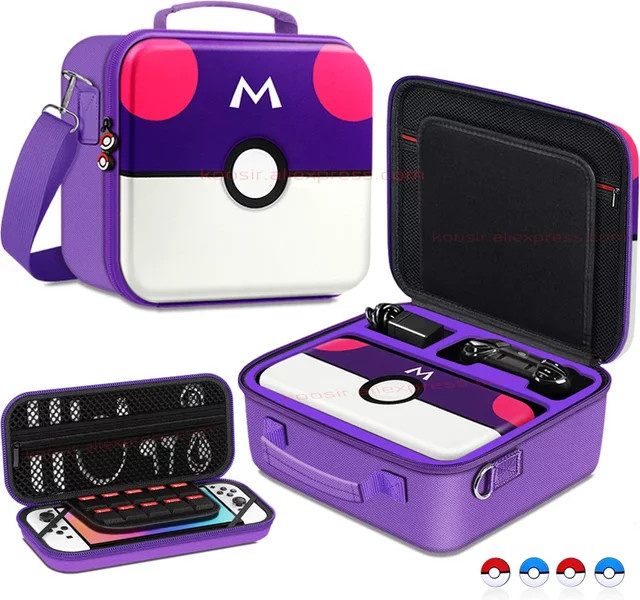 Tragetasche für Nintendo Switch und Nintendo Switch OLED mit Hardcover Shell und Umhäntegurt, Farbe: Lila - Bild 1