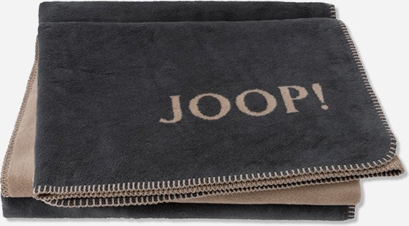 Wohndecke JOOP! UNI-DOUBLEFACE in Anthrazit und Beige/Karamell, reversibel aus Baumwolle und Polyacryl - Bild 1