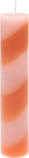 Rico Design Stabkerze diagonal gestreift in Orange/Rose aus Paraffin - Bild 1