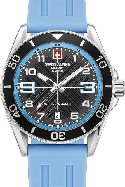 Swiss Alpine Military Herrenuhr, Quarz, Edelstahl, 42 mm, Blau, Silikon - Bild 1