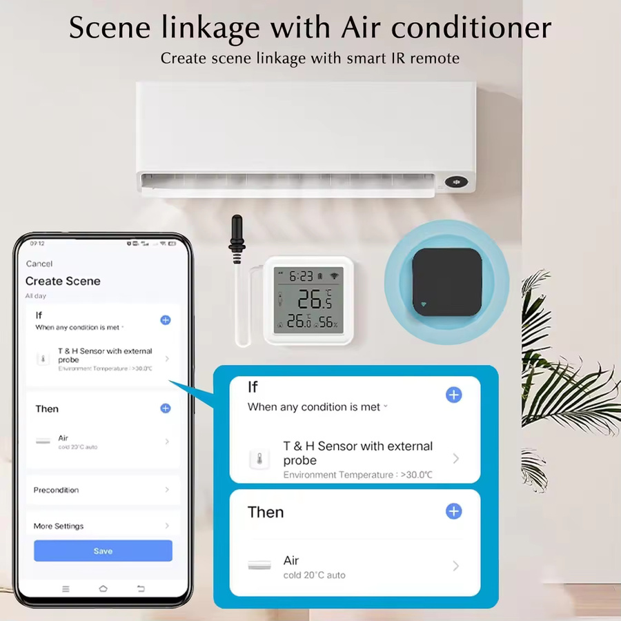 Tuya Smart WiFi/Zigbee Temperatur und Feuchtigkeit Sensor mit externer Sonde und LCD Display in Weiß für Smart Life Alexa und Google Home - Bild 4