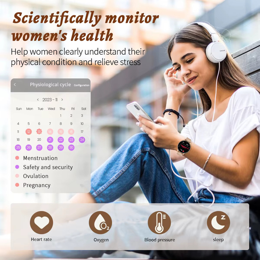 LIGE Smartwatch für Damen mit Bluetooth-Anruffunktion, Fitness-Tracker und anpassbarem Zifferblatt, kompatibel mit Android und iOS, Schwarz/Gold - Bild 3
