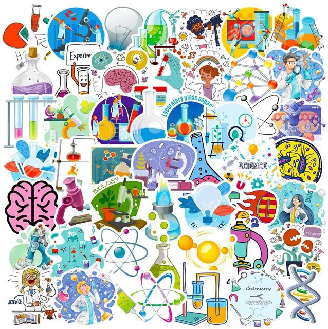 Fashnics Cartoon Wissenschaftslabor Aufkleber 50-teiliges Set - Bild 1