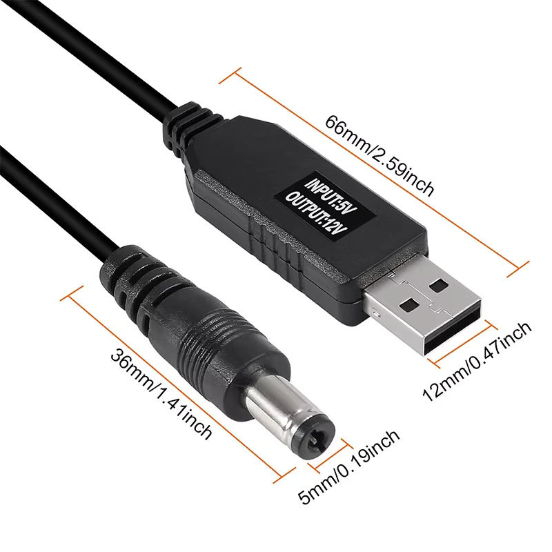 AOKIN 10 Stück USB auf 12 V Boost-Konverter mit rechtwinkligem Klinkenstecker-Adapter, Schwarz - Bild 4